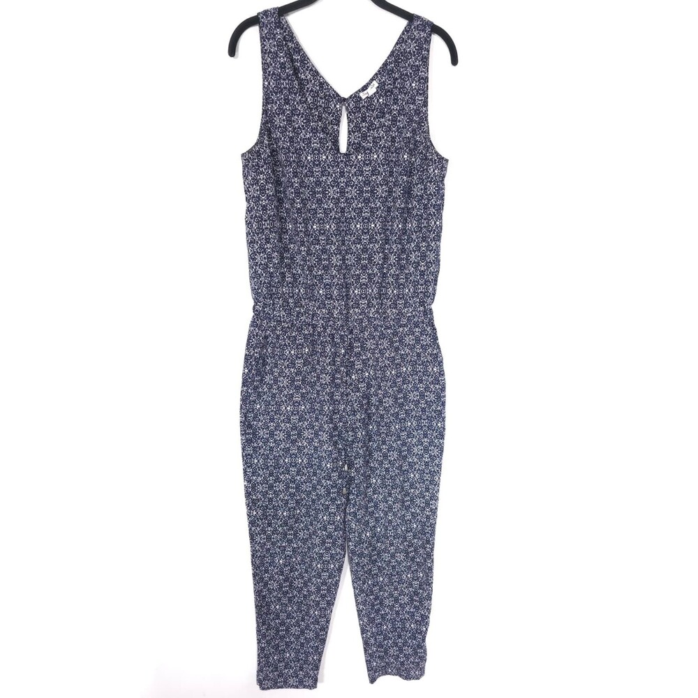 SPLENDID Women's Jumpsuit Floral Navy MEDIUM Pockets SR807-1412 USA MADE - Picture 2 of 14